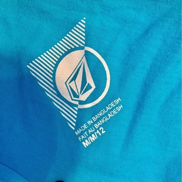 Volcom Tee Medium Teal Turquoise with White Volcom Diamond Design 100% Cotton - Picture 10 of 13